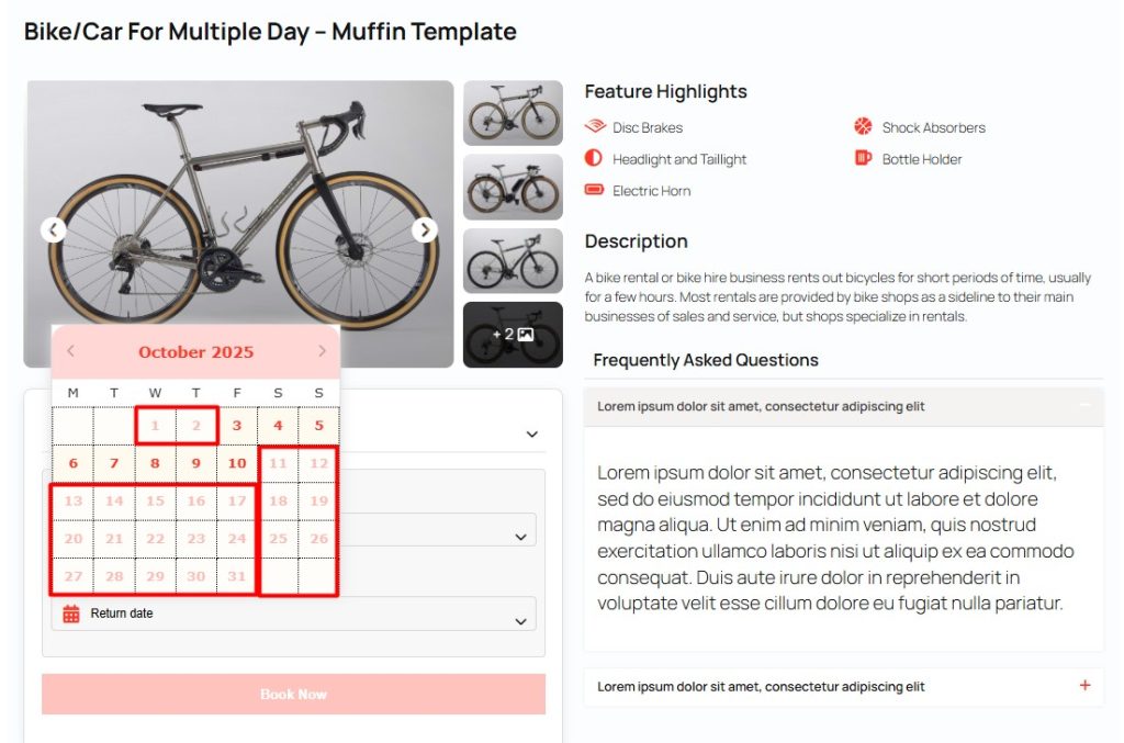 min max applied to bike rental booking